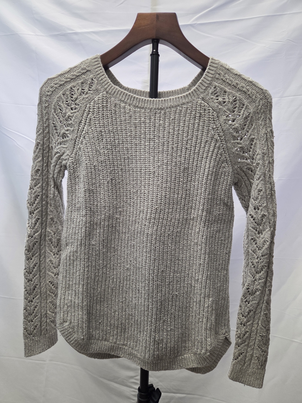 LOFT Light Gray Knit Crewneck Sweater
